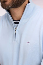 Load image into Gallery viewer, Eden Park - Cotton Trucker Neck Quarter-Zip, Blue

