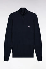 Load image into Gallery viewer, Eden Park - Cotton Trucker Neck Quarter-Zip With Stripe Effect, Navy
