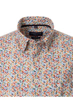 Load image into Gallery viewer, Casa Moda - Short Sleeve Linen Shirt, Red Leaf Print
