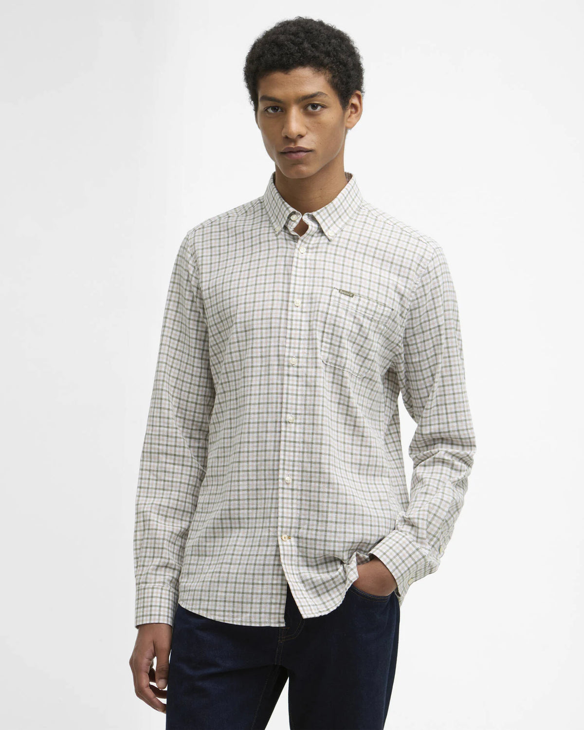 Barbour - Nelson Check Long-Sleeved Tailored Shirt, Stone