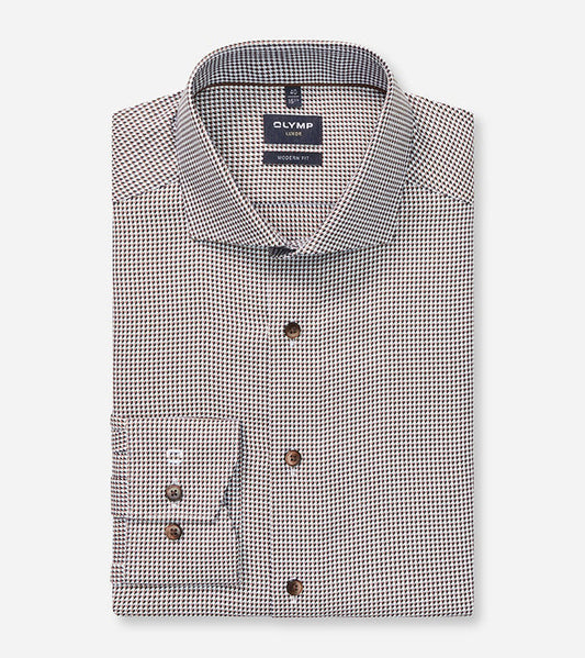 OLYMP - Luxor Modern Fit Business Shirt, Royal Kent, Brown