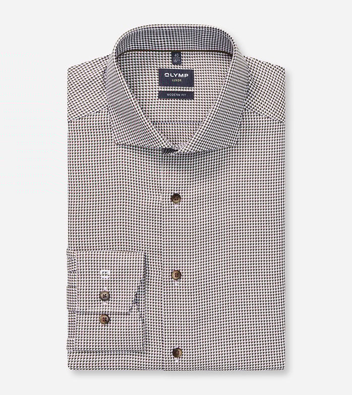 OLYMP - Luxor Modern Fit Business Shirt, Royal Kent, Brown