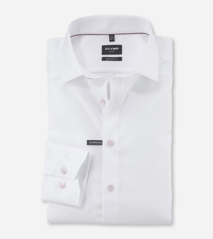Olymp -  Modern Fit, White Shirt Pink Button