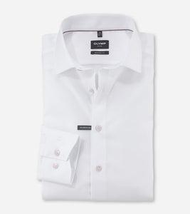 OLYMP -  Modern Fit, White Shirt Pink Button