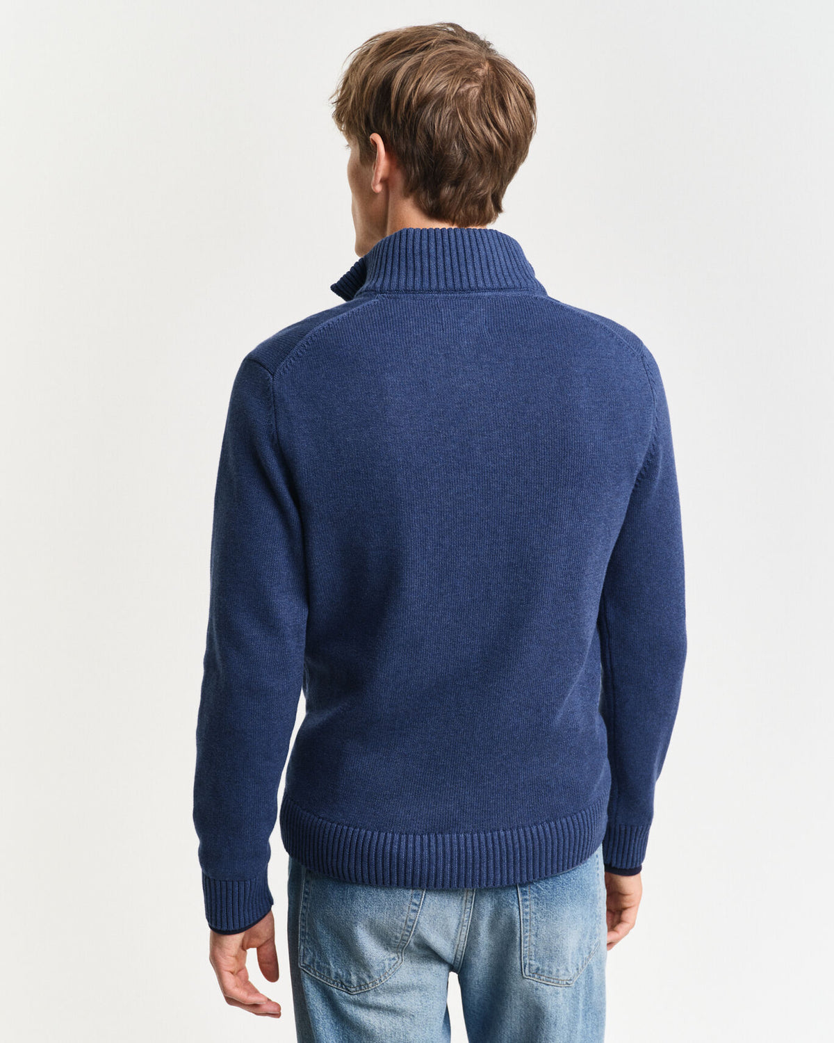 Gant - Casual Cotton Half-Zip Sweater, Dark Jeansblue Melange