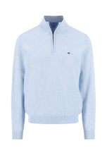 Load image into Gallery viewer, Fynch Hatton - Knitted Cotton Troyer Collar Quarter-Zip, New Breeze
