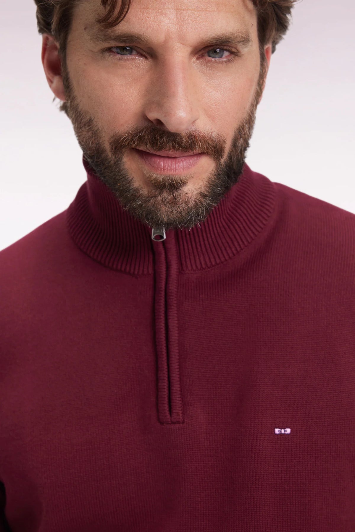 Eden Park - Heavy Cotton Trucker Neck Quarter-Zip, Burgundy