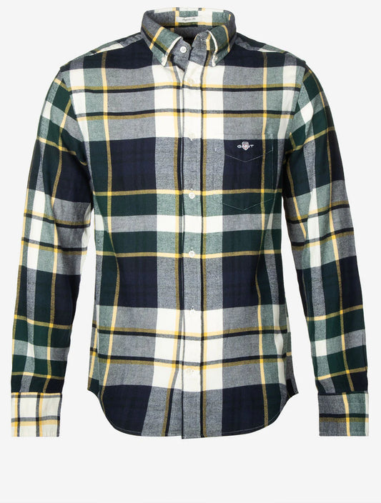 GANT - Reg Flannel Check Shirt, Tartan Green