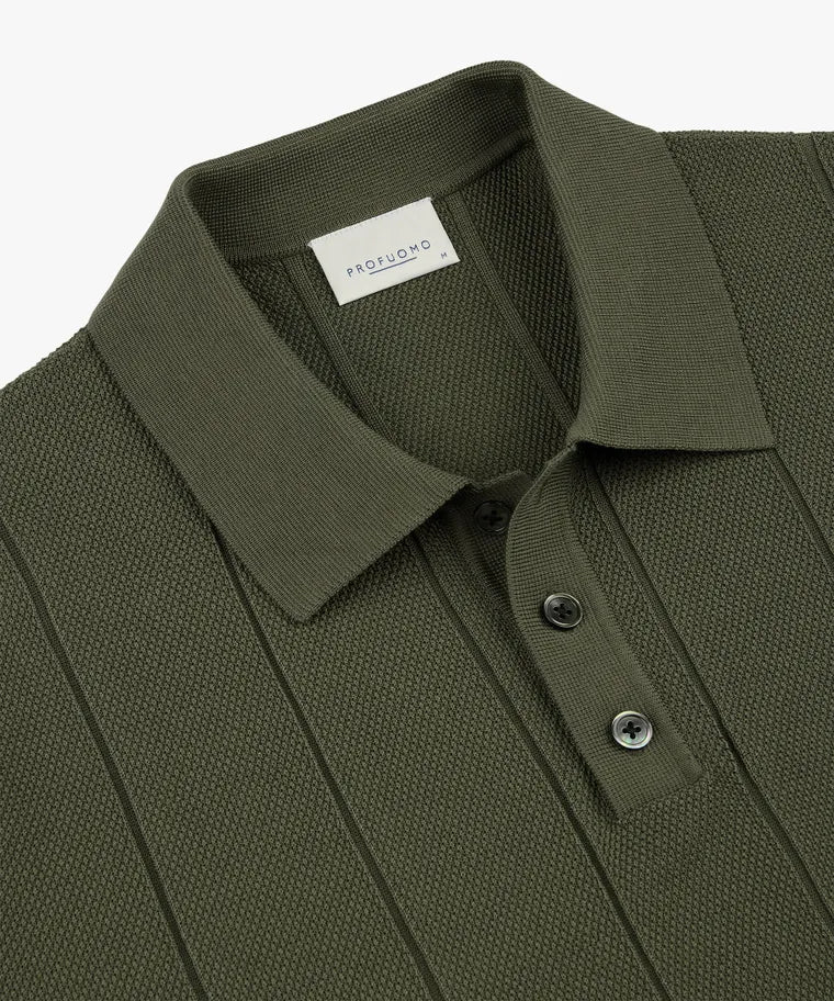 Profuomo - Aero Ease Polo, Green Striped