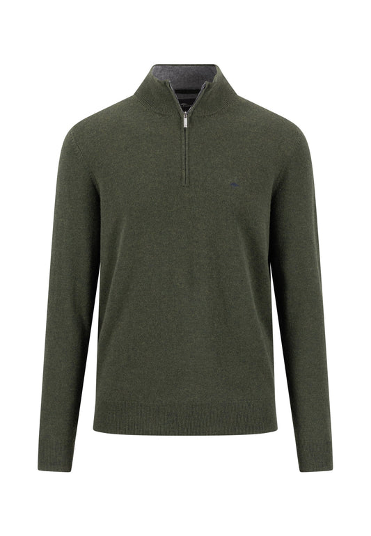 Fynch Hatton - Merino Cashmere Half-Zip, Cypress (3XL)