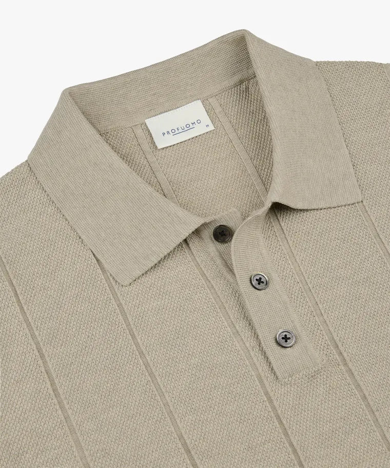 Profuomo - Aero Ease Polo, Beige Striped