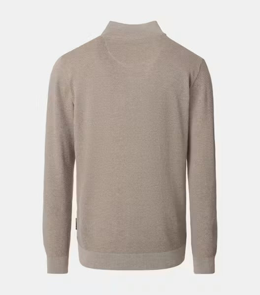 Casa Moda - Knit Troyer Half-Zip Sweater, Beige