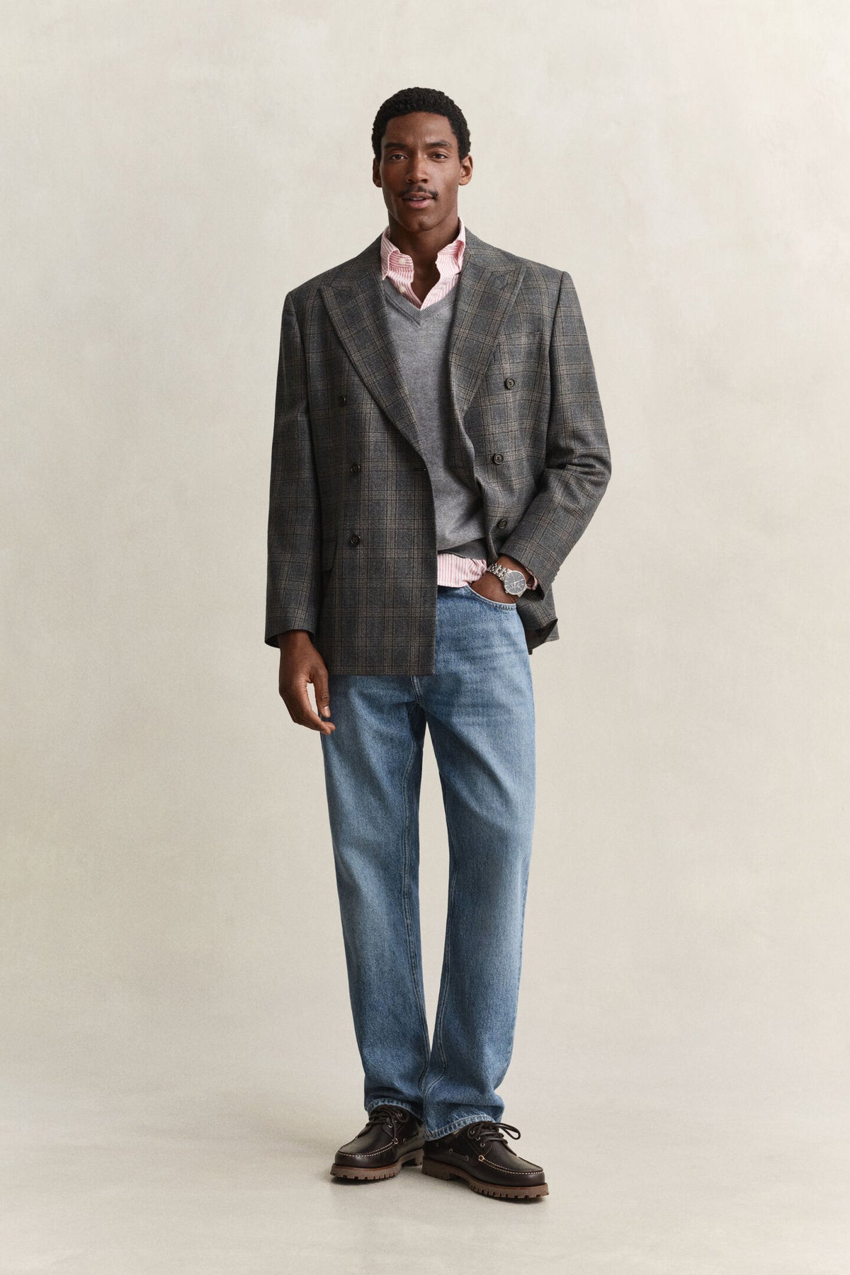 GANT - Classic Cotton V-Neck, Dark Grey Melange