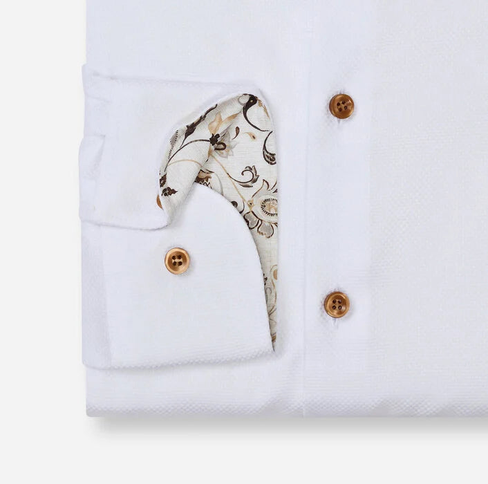 OLYMP - Level Five Body Fit Royal Kent Business Shirt, White Textured