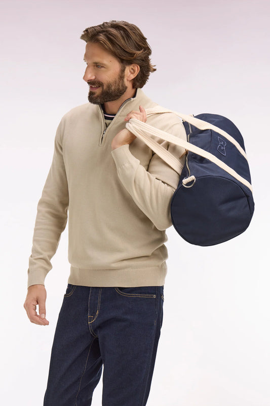 Eden Park - Cotton Trucker Neck Quarter-Zip, Beige (3XL)