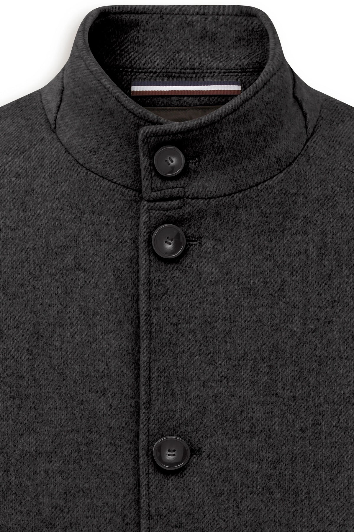 Bugatti - Wool Stand-Up Collar Overcoat, Charcoal