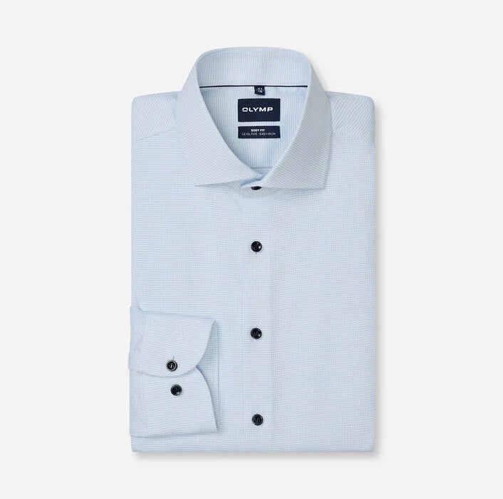 OLYMP - Level Five Body Fit Royal Kent Business Shirt, White Textured