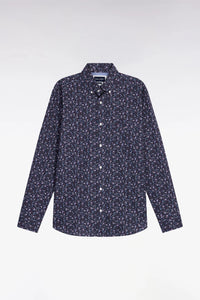 Eden Park - Cotton Straight-Cut Shirt, Navy Floral Pattern