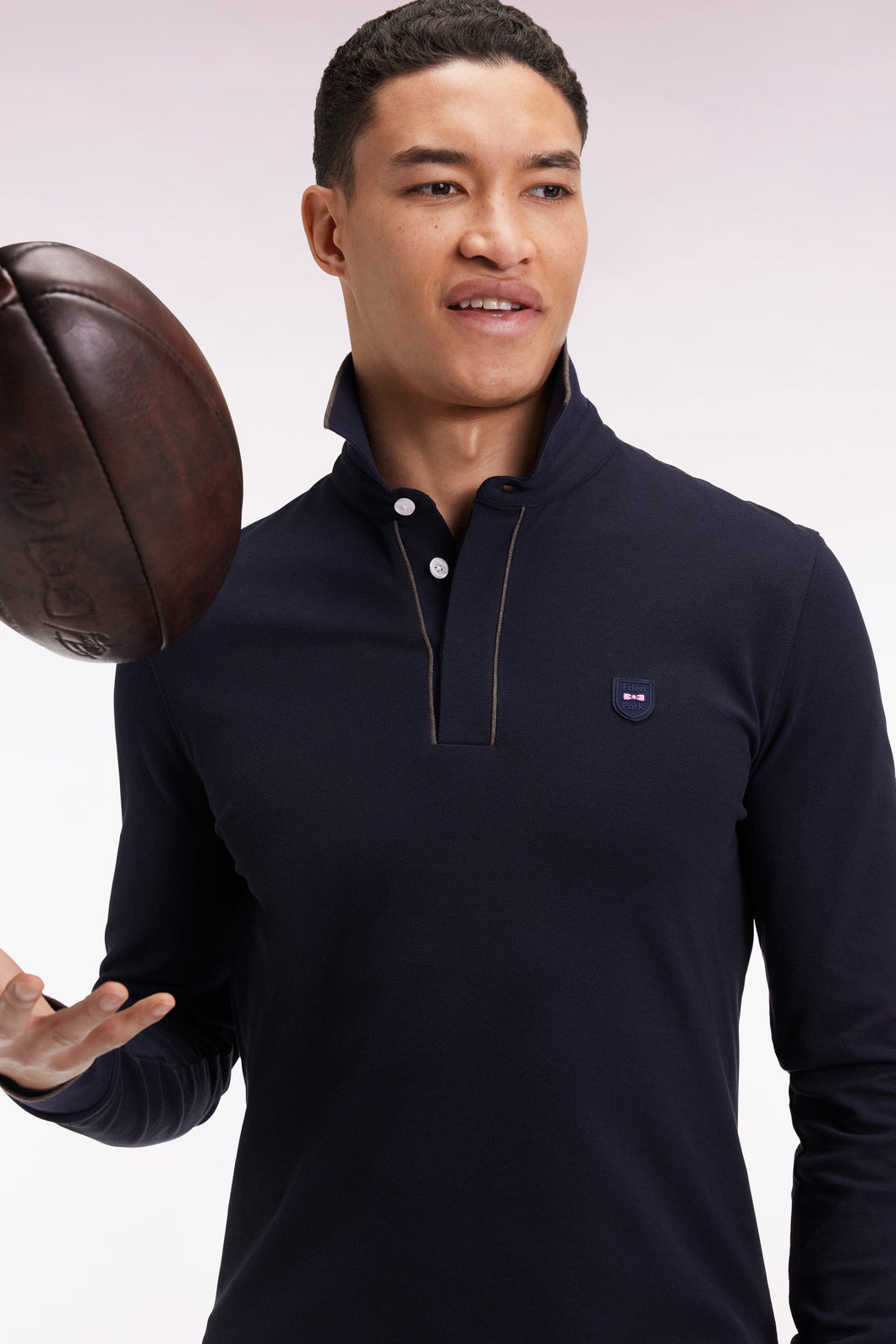 Eden Park - Long-sleeve Cotton Polo Shirt, Navy