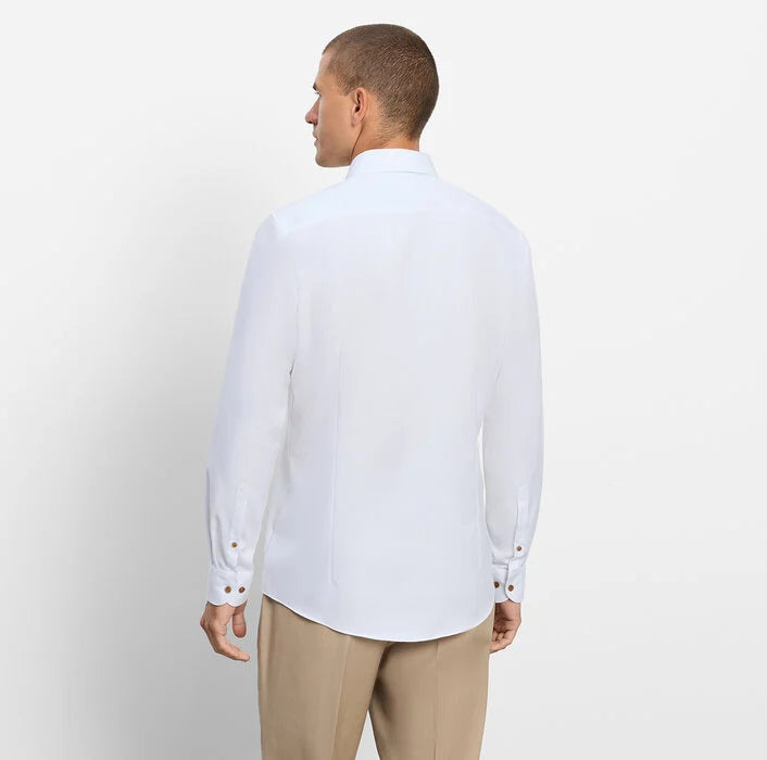 OLYMP - Level Five Body Fit Royal Kent Business Shirt, White Textured