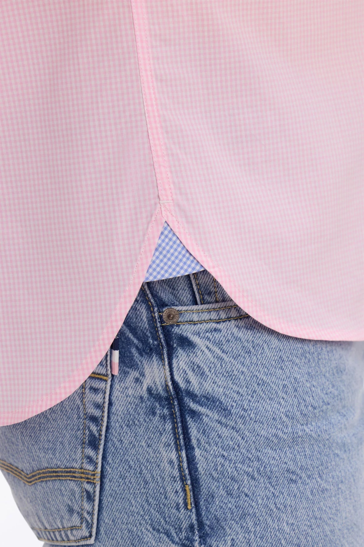 Eden Park - Short-Sleeve Gingham Cotton Shirt, Pink (3XL)