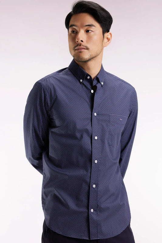 Eden Park - Pima Cotton Straight-Cut Shirt, Navy Bowtie Pattern (S Only)
