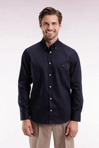 Eden Park - Navy piqué cotton straight-cut shirt