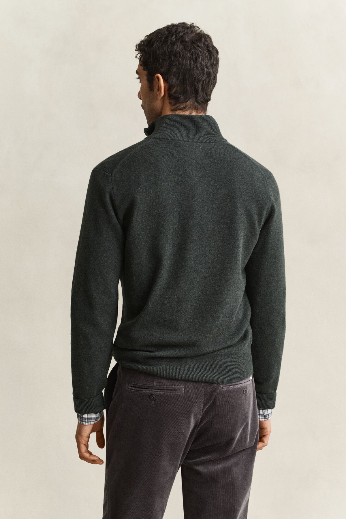 GANT - Superfine Lambswool Half Zip, Dark Moss Green