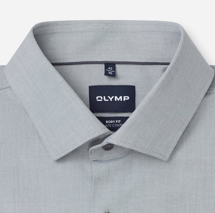 OLYMP - Level Five 24/Seven Body Fit Modern Kent Business Shirt, Muted Green