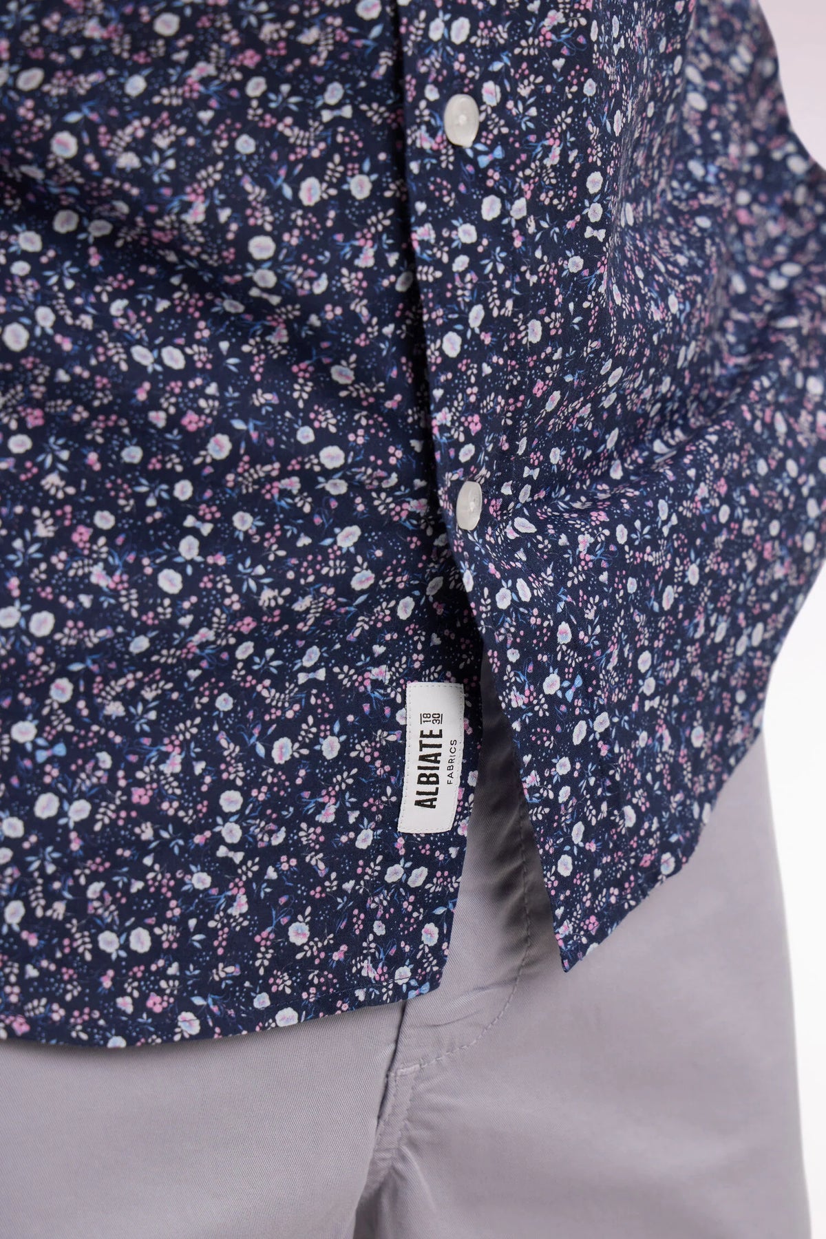Eden Park - Short-Sleeve Cotton Poplin Shirt, Navy Floral