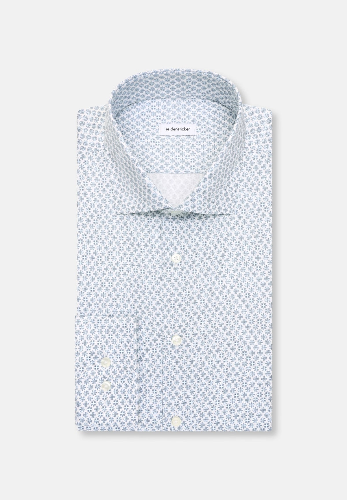 Seidensticker - Slim Fit Shirt, Turquoise Print