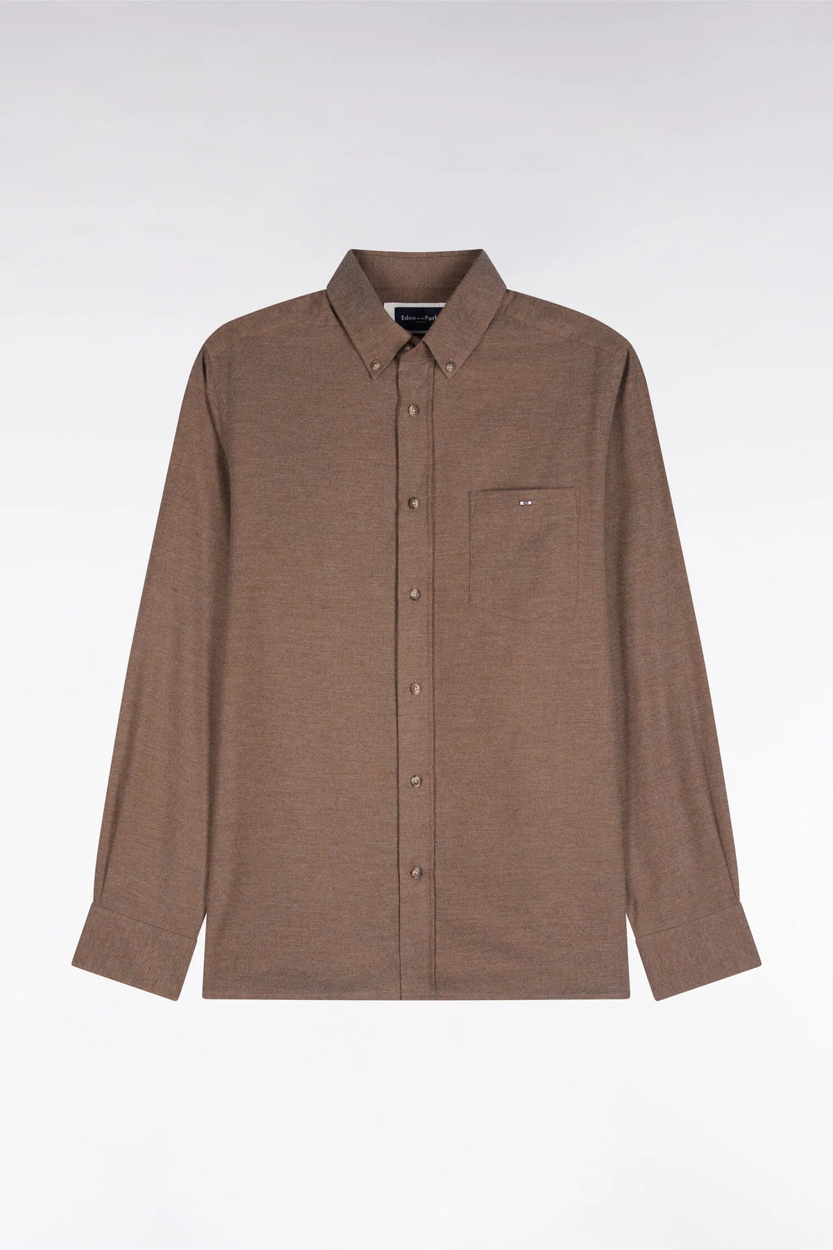 Eden Park - Straight Cut Plain Cotton Shirt, Brown
