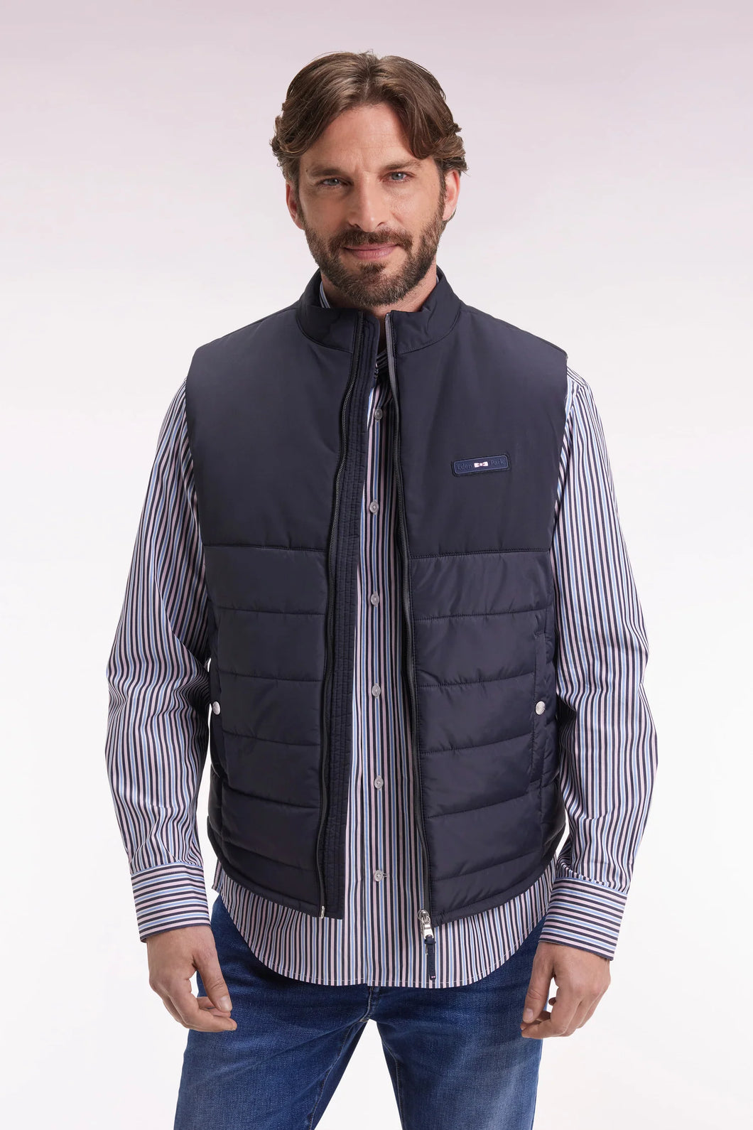 Eden Park - Two-Material Sleeveless Gilet, Navy