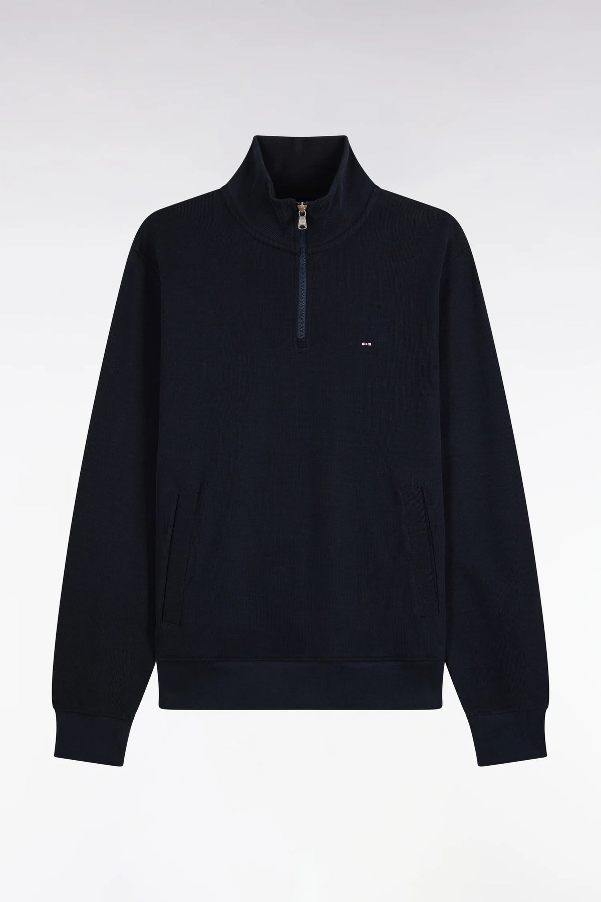 Eden Park - Cotton Fleece Trucker Neck Quarter-Zip Sweatshirt, Navy