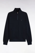 Load image into Gallery viewer, Eden Park - Cotton Fleece Trucker Neck Quarter-Zip Sweatshirt, Navy
