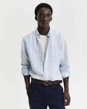 Load image into Gallery viewer, GANT - Reg Linen Linen Stripe Shirt, Capri Blue
