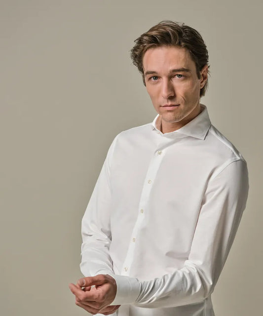 Profuomo - Japanese Knitted Cutaway SF Shirt, White