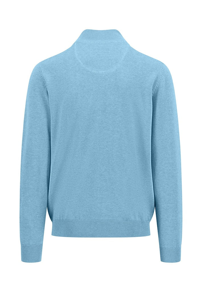 Fynch Hatton - Half Zip Knit Jumper, Splashy Blue