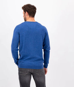 Fynch Hatton - Merino Cashmere Sweater, V-Neck, Blue