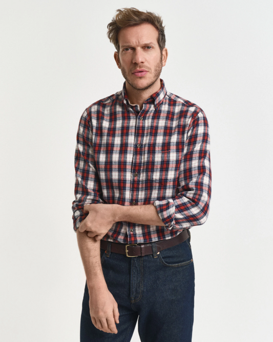GANT - Reg Windblown Flannel Check Shirt, Modern Rust