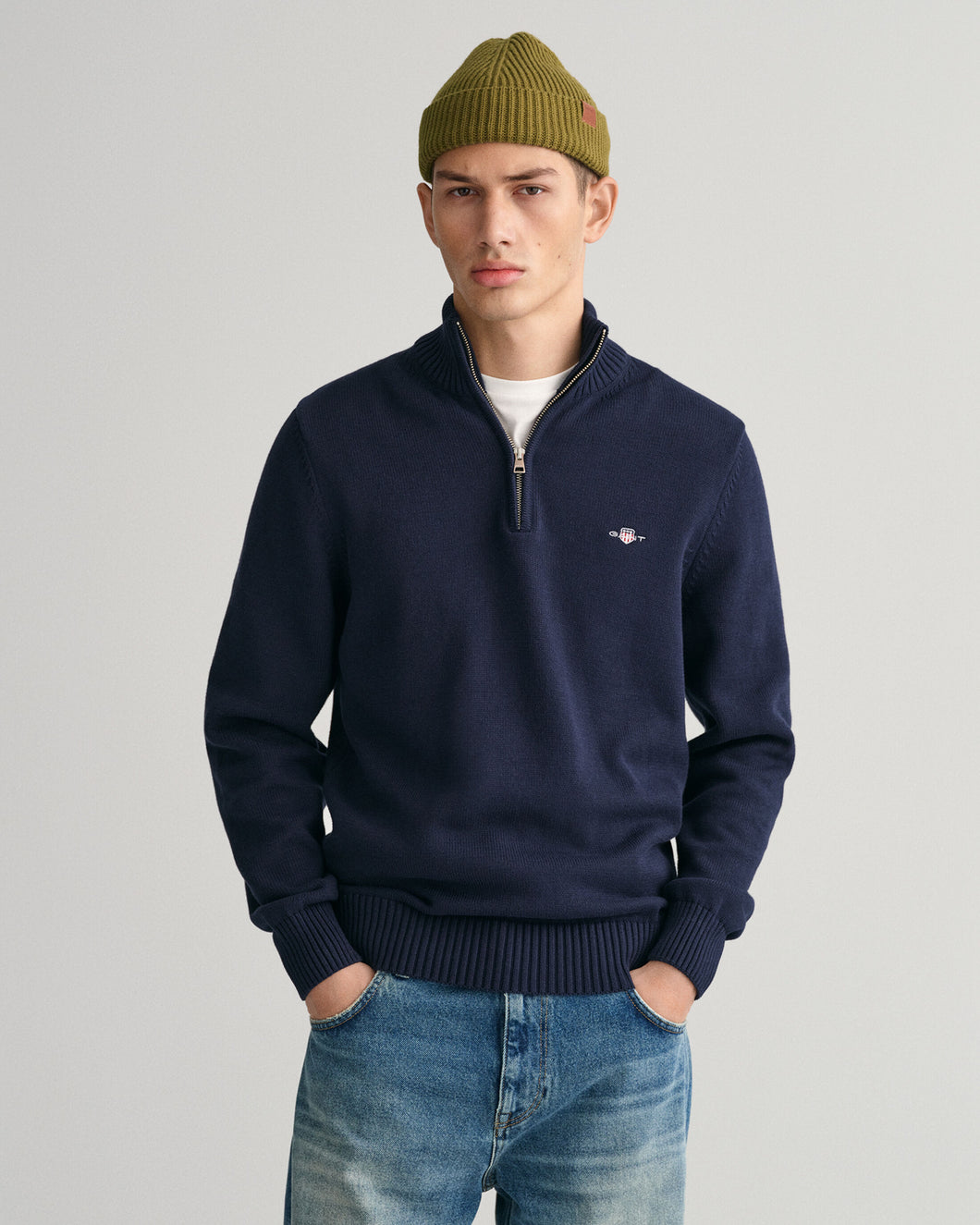 GANT - Casual Cotton Half-Zip Sweater, Evening Blue