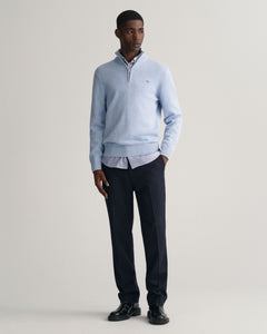 GANT - Casual Cotton Half-Zip, LT Blue Melange (2XL only)