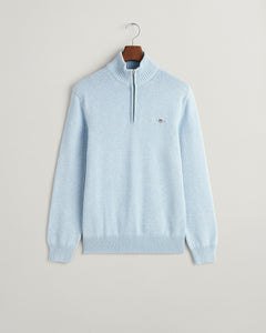 GANT - Casual Cotton Half-Zip, LT Blue Melange (2XL only)