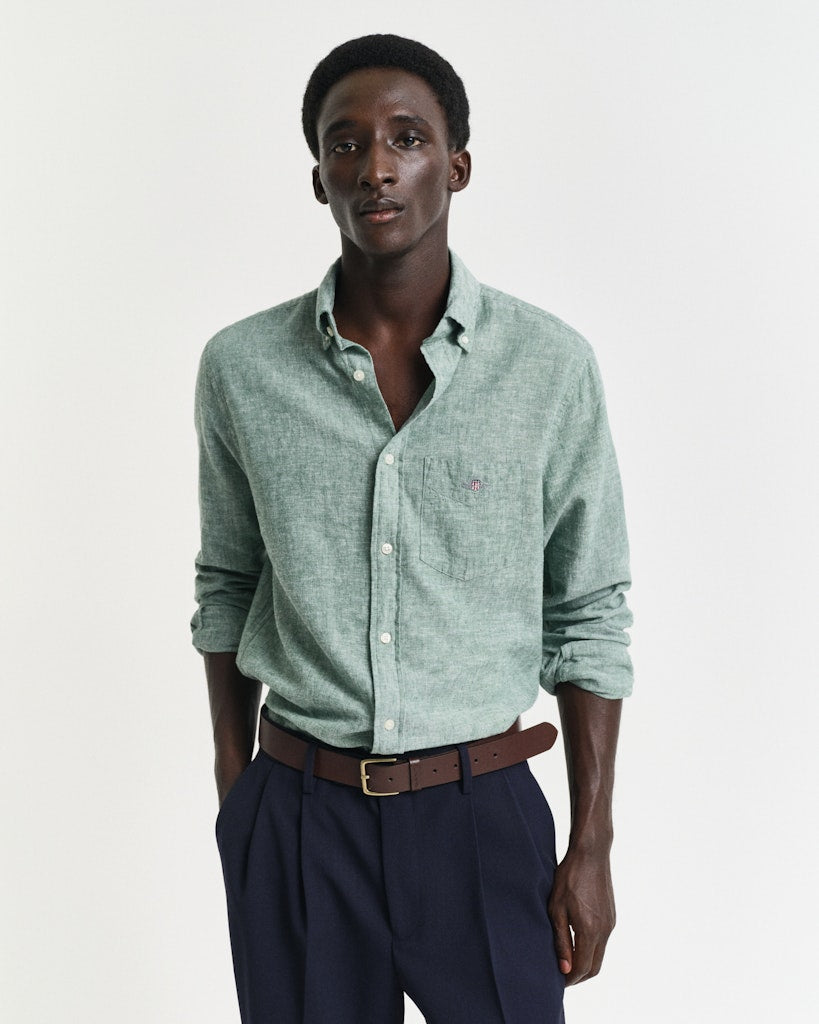 GANT - Regular Fit Cotton Linen Shirt, Woody Green