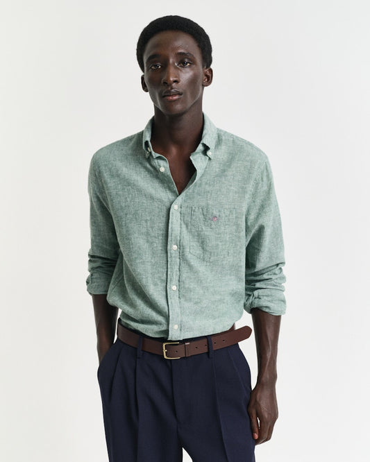 GANT - Regular Fit Cotton Linen Shirt, Woody Green