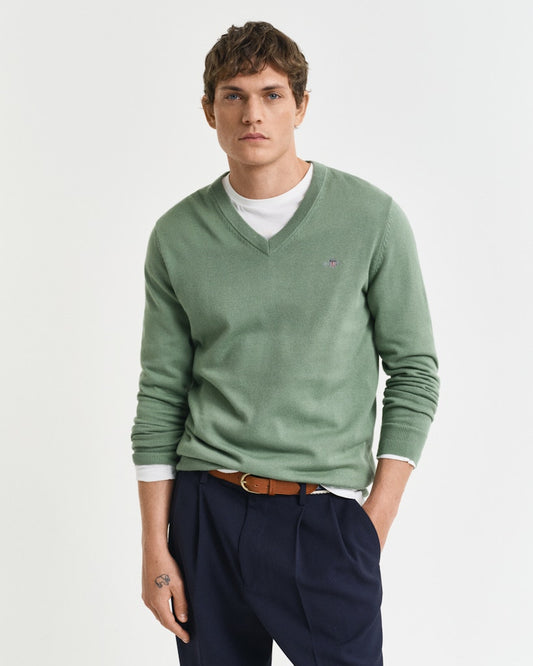 GANT - Classic Cotton V-Neck, Green