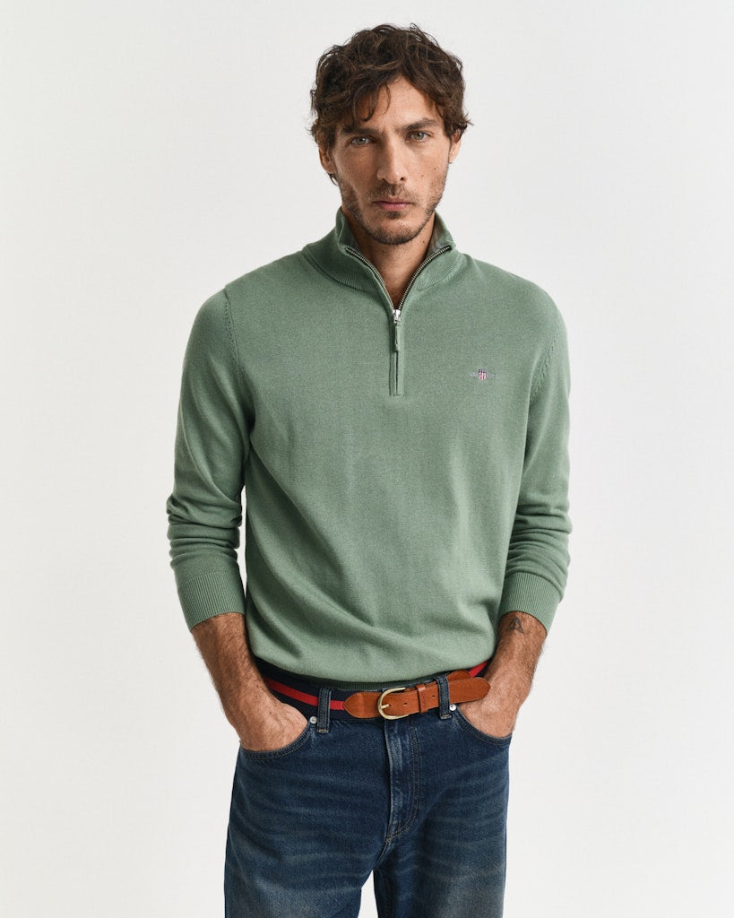 GANT - Classic Cotton Half Zip, Kalamata Green