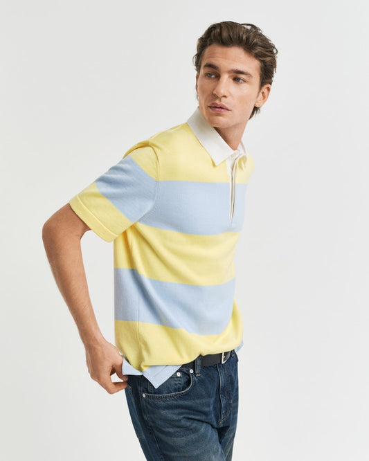 GANT - Striped Cotton SS Polo, Fresh Blue