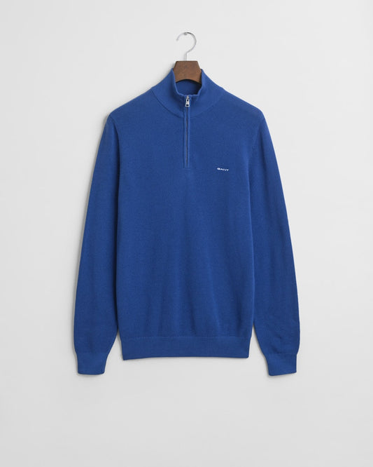 GANT - Cotton Pique Half Zip, Rich Blue