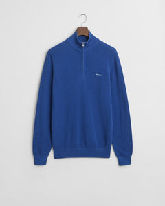 GANT - Cotton Pique Half Zip, Rich Blue